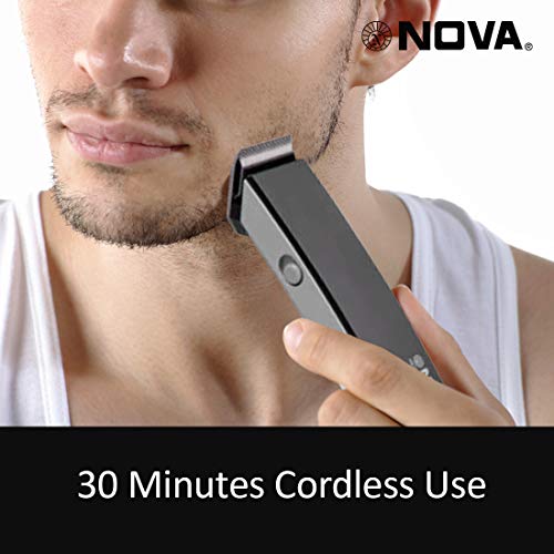 NHT-1045 Rechargeable Cordless: 30 Minutes Runtime Beard Trimmer for Men Nova (Device Of Man) PN-527 Rechargeable Trimmer For Men (Black) Nova Rechargeable Cordless: 30 Minutes Runtime Beard Trimmer for Men