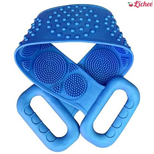 Silicone Body Scrubber/Bath Body Cleaning Belt/Skin Brush Belt For Skin/Bathing/Body Dirt Removal For Kids Men's & Women Multi color Silicone Back Scrubber Bath Belt Double-Sided Massage Body Wash Brush Shower Exfoliating Belt Removes