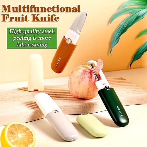 2 in 1 Multifunctional Stainless Steel Fruit Knife Peeler, Vegetable Peeler with Knife Julienne Peeler, Multi-Color Fruit and Vegetable Dual-Use Knife,Portable Peeling Fruit Peeler