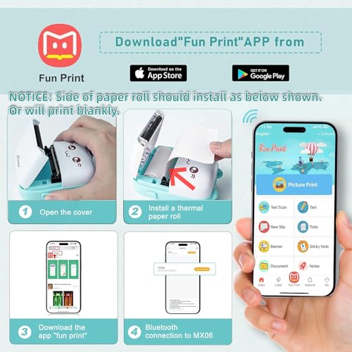 Mini Bluetooth Thermal Printer, Portable Label Printer Inkfree Printer for Android & iOS System, Black on White Thermal Printer