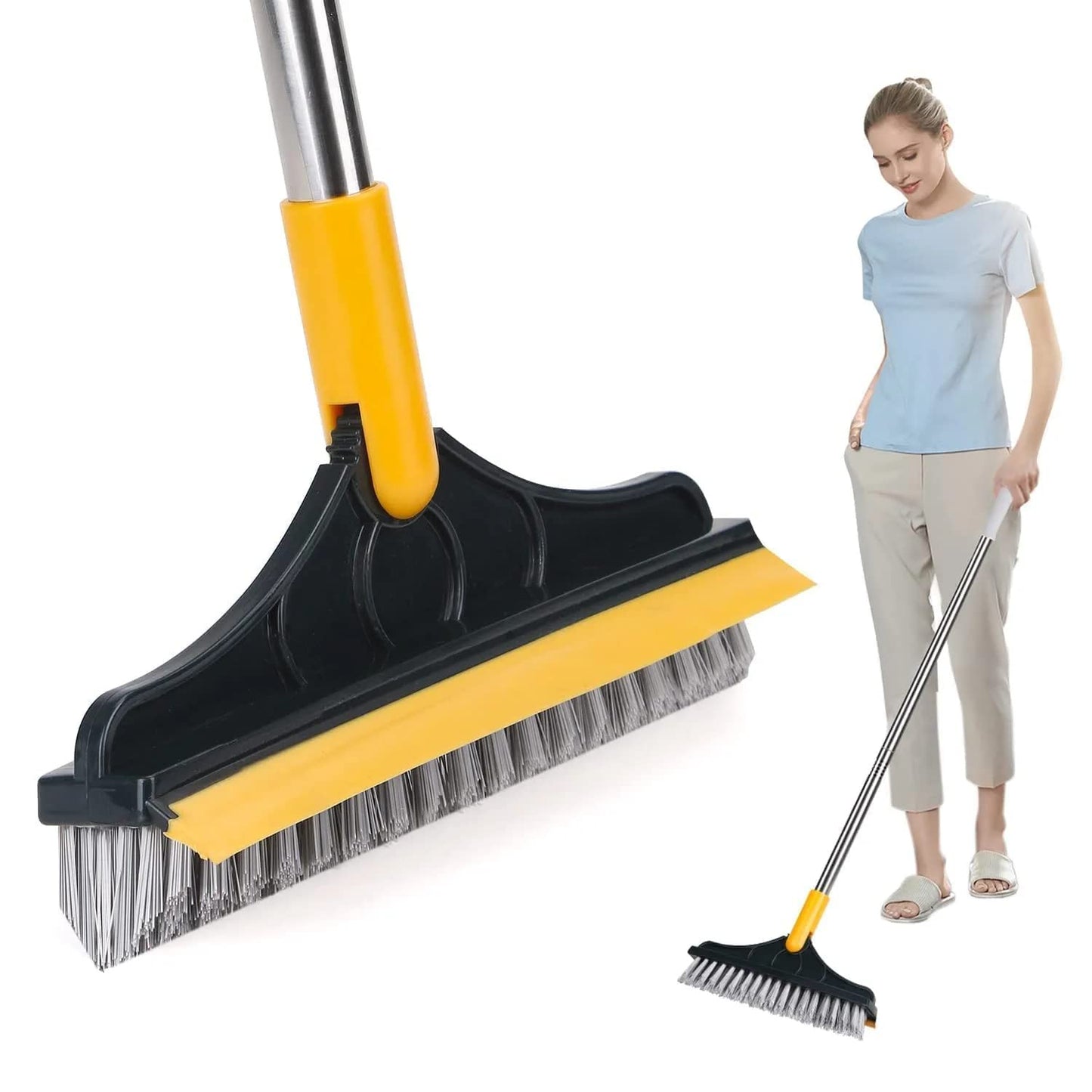 3 in 1 Bathroom Cleaning Brush with Wiper,Tiles Cleaning Brush Bathroom Brush with Long Handle Tile Cleaner Brush Bathroom Floor Cleaning Brush Floor Cleaner Brush Floor Scrub Brush