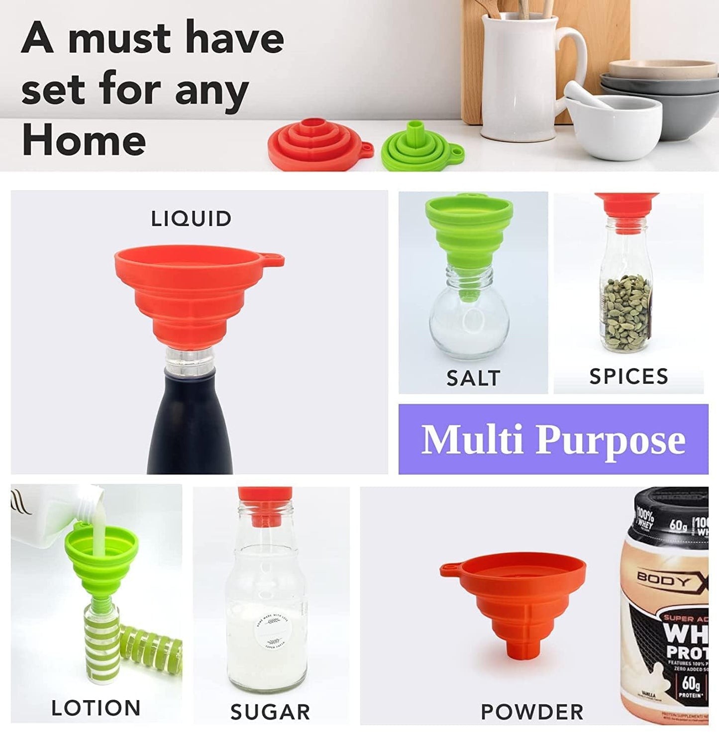 Silicone foldable funnel