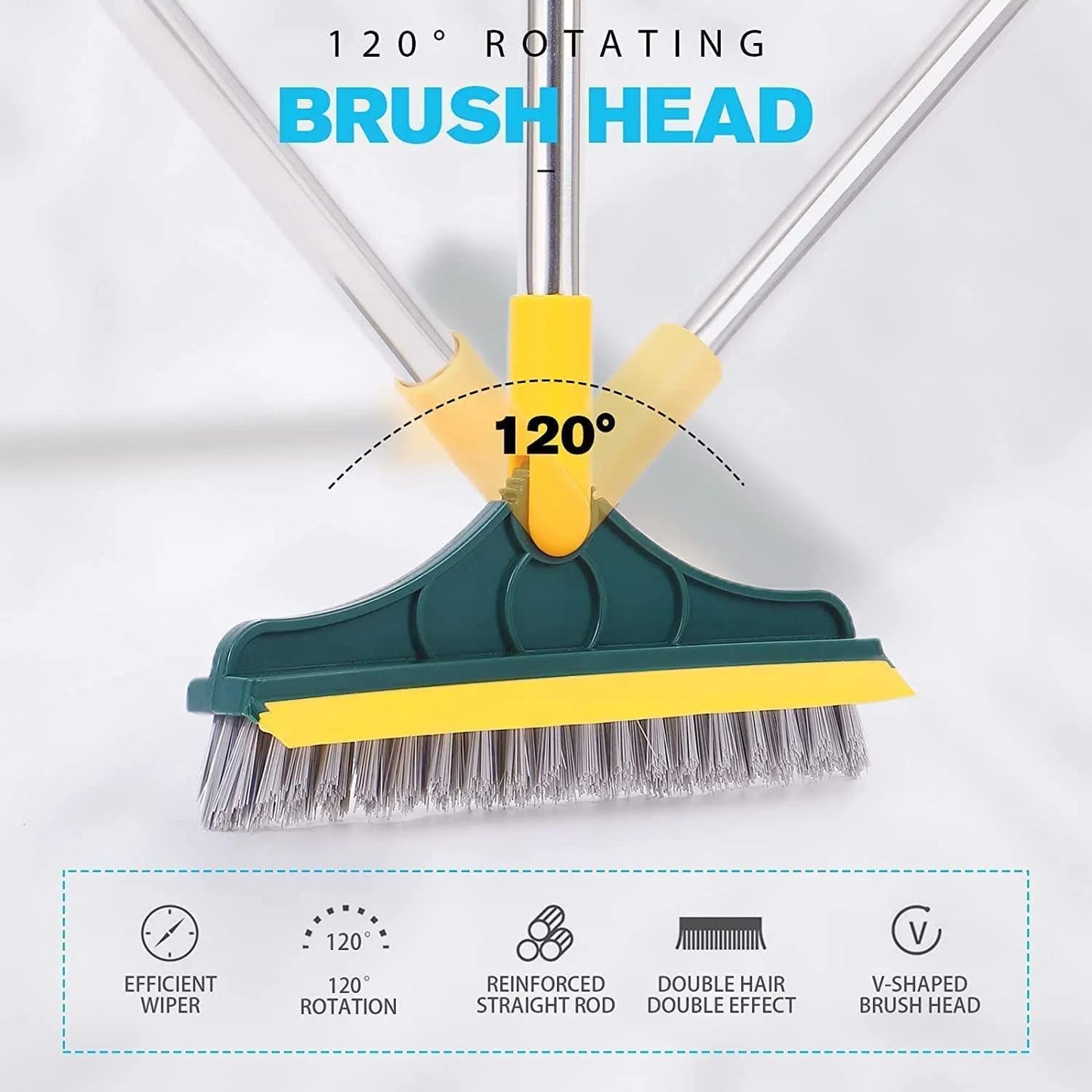 3 in 1 Bathroom Cleaning Brush with Wiper,Tiles Cleaning Brush Bathroom Brush with Long Handle Tile Cleaner Brush Bathroom Floor Cleaning Brush Floor Cleaner Brush Floor Scrub Brush