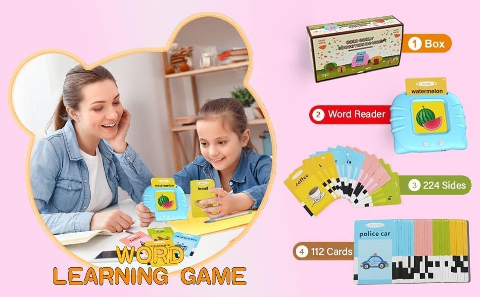 Talking Flash Cards Learning Toys for 2 Year Old Boys Girls | Flash Cards for Kids | Educational Brain-Cards Toys for Kids | Toys and Birthday Gift for Kids | Educational Toys