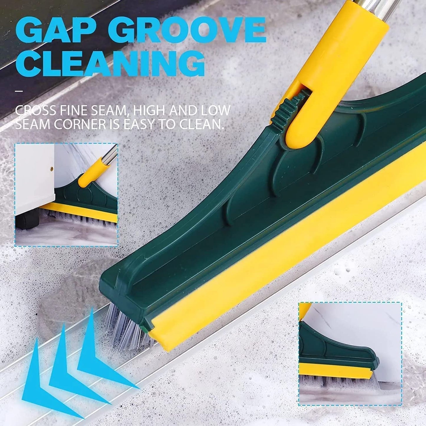 3 in 1 Bathroom Cleaning Brush with Wiper,Tiles Cleaning Brush Bathroom Brush with Long Handle Tile Cleaner Brush Bathroom Floor Cleaning Brush Floor Cleaner Brush Floor Scrub Brush