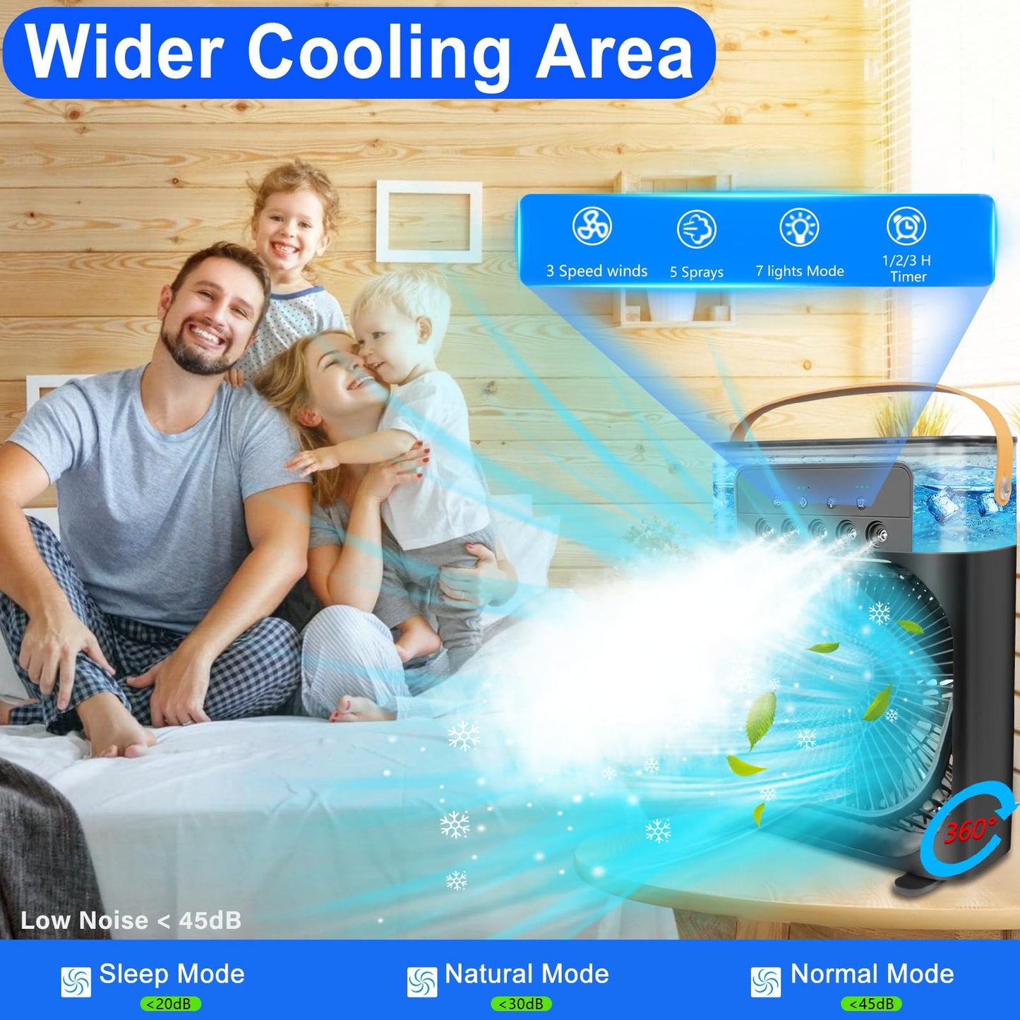 Mobile Air Conditioner Air Conditioner Fan, Mini Air Cooler, Portable Personal Mobile Air Conditioners Circulator, Humidifier, 3 Speed Misting Fan, for Home & Office & Outdoor