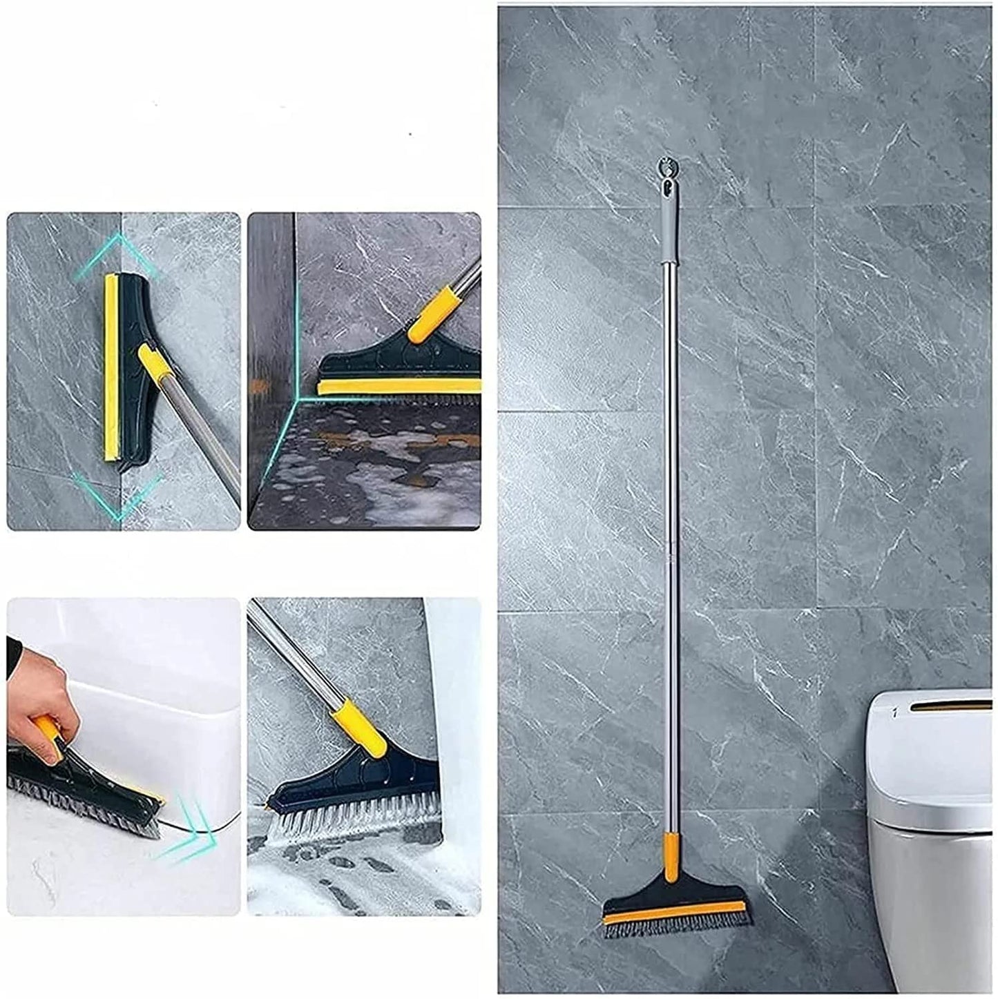 3 in 1 Bathroom Cleaning Brush with Wiper,Tiles Cleaning Brush Bathroom Brush with Long Handle Tile Cleaner Brush Bathroom Floor Cleaning Brush Floor Cleaner Brush Floor Scrub Brush