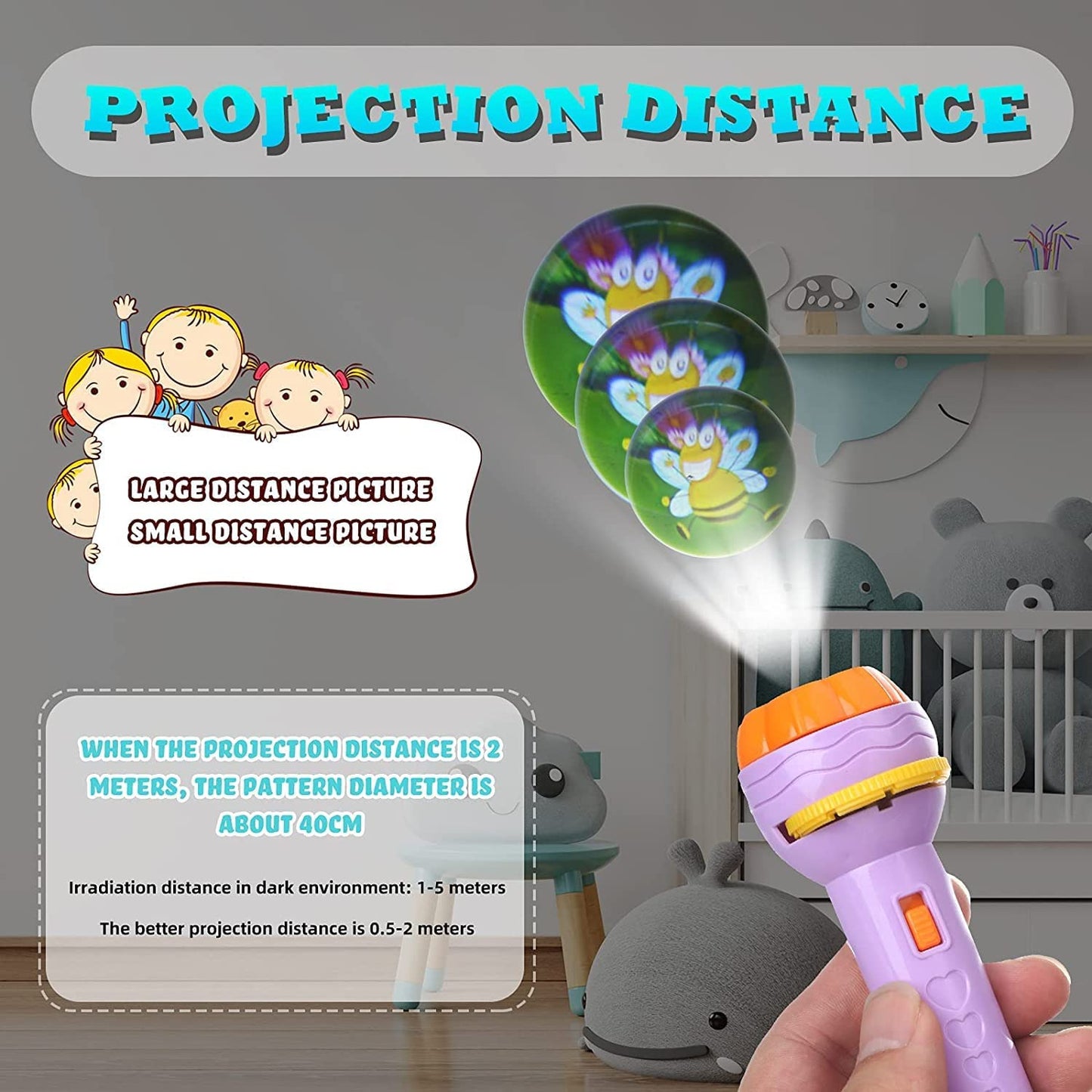 Light Toys for Kids - Projector for Kids, Sleeping Story Toys for Toddlers, Educational Learning Toys, Torch Baby Projector Slide Projector Flashlight Torch, Kids Projection Light Toy