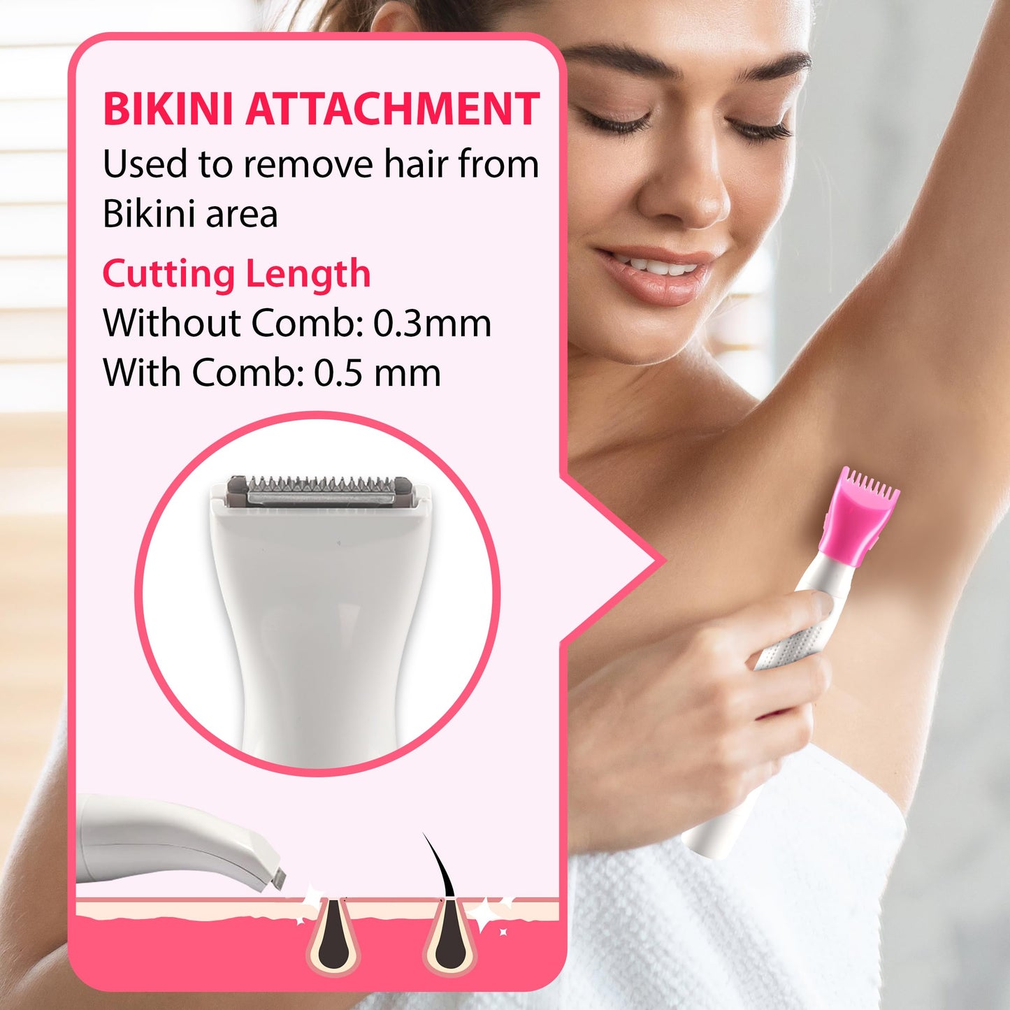 Sweet Trimmer Sensitive Touch Expert Painless Trimmer Precision Beauty face, Underarms, Legs Hair Remover, Bikini Trimmer, Epilator, Grooming Kit Sweets Hair 5 in 1 Beauty Styler Hair Nose Electric Trimmer for Women – Battery & Carry Pouch included